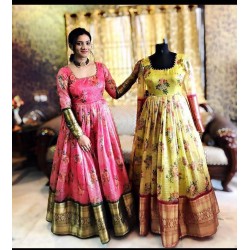 Telugu Wedding Special Beautiful Silk South Indian Gown